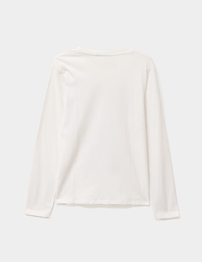 T-shirt manches longues coton Stitch ivoire fille