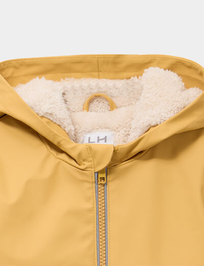 Parka &agrave; capuche d&eacute;perlante doubl&eacute;e jaune moutarde b&eacute;b&eacute; gar&ccedil;on