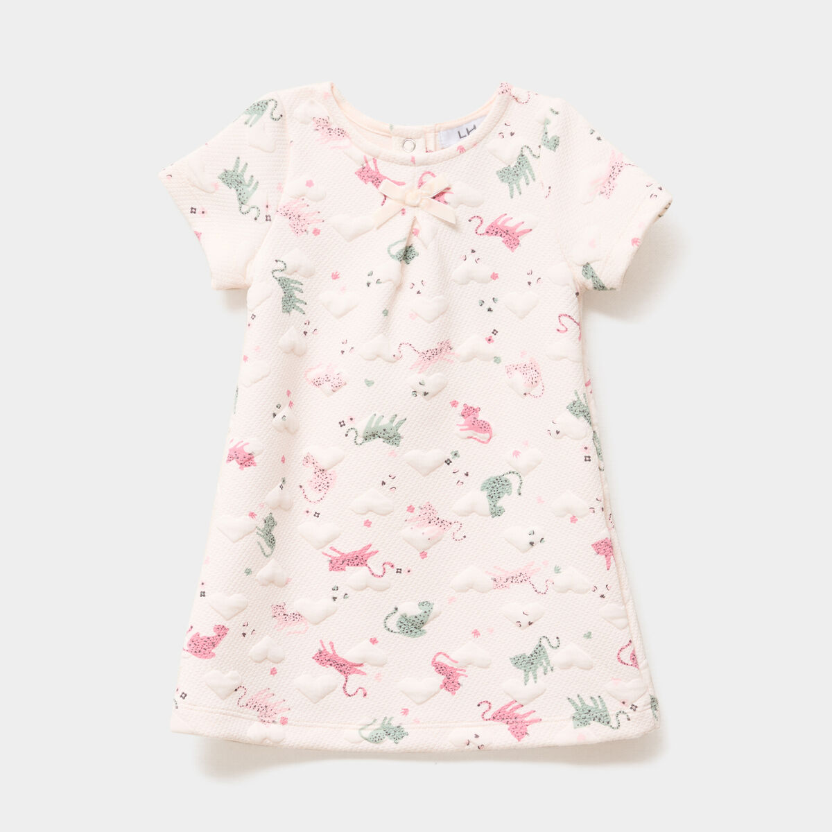 Robe effet matelassé manches courtes creme bébé fille