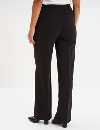 Pantalon taille haute droit avec pinces noir femme