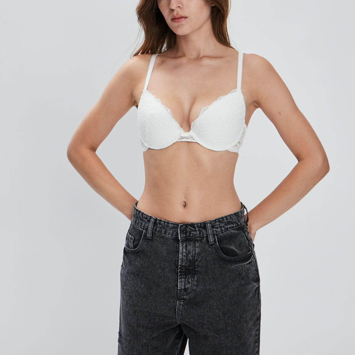 Soutien-gorge en dentelle ampliforme ecru femme