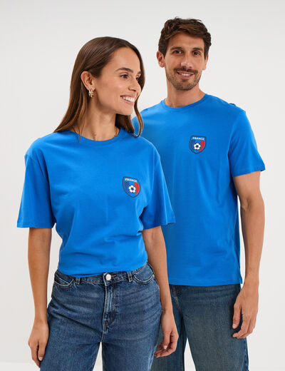 T-shirt maillot de football France coton bleu electrique mixte