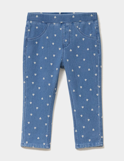 Tregging en jean taille &eacute;lastiqu&eacute;e denim brut b&eacute;b&eacute; fille