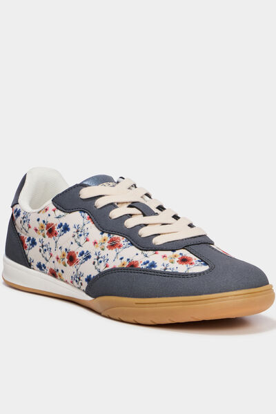 Baskets basses &agrave; lacets bleu marine femme