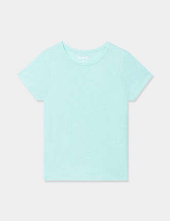 T-shirt manches courtes en coton bleu clair fille