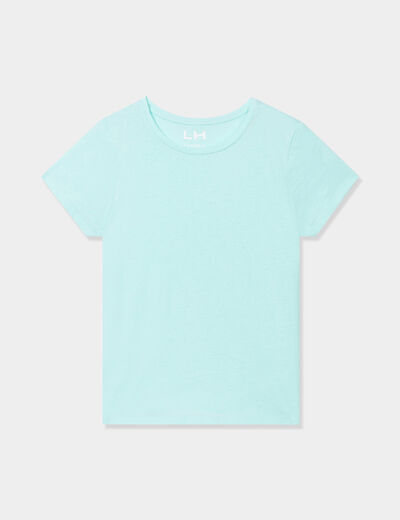 T-shirt manches courtes en coton bleu clair fille