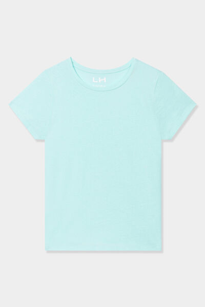 T-shirt manches courtes en coton bleu clair fille