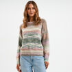 Pull col rond manches longues multicolore femme