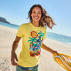 T-shirt manches courtes coton Stitch jaune femme