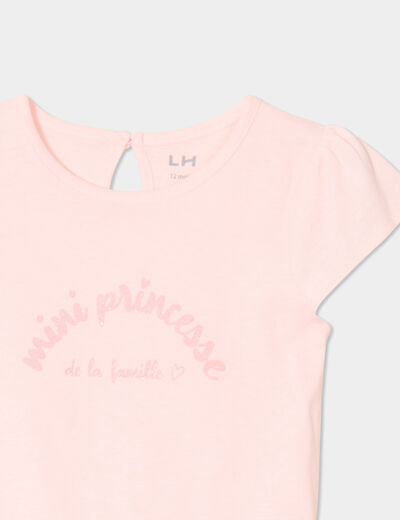 Ensemble 2 pièces t-shirt et short coton rose clair bébé fille