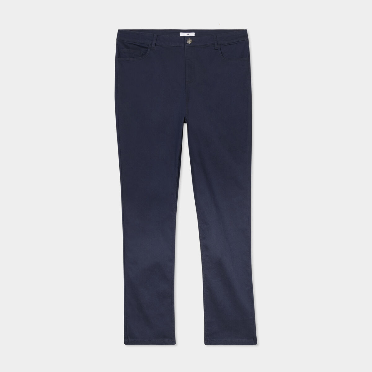 Pantalon droit taille haute extensible bleu marine femme grande taille
