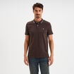 Polo manches courtes bords contrastés marron foncé homme