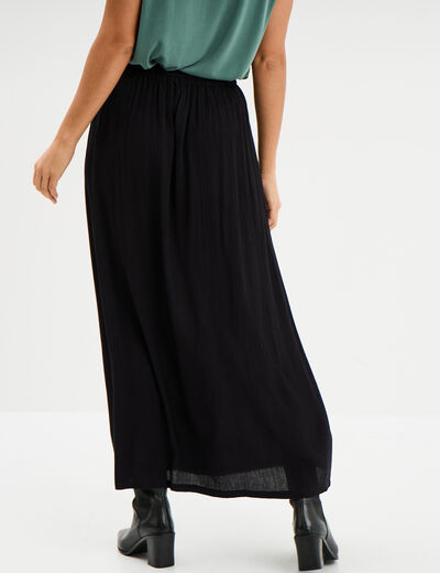 Jupe longue droite fluide noir femme