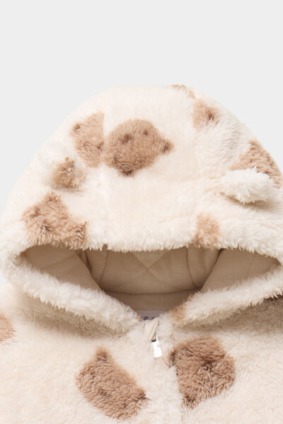 Combinaison pilote effet fausse fourrure creme b&eacute;b&eacute;