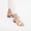 Sandales &agrave; talons pied large en cuir sable femme