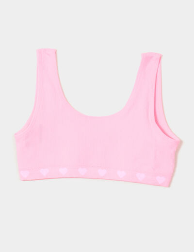 Lot 2 brassières côtelées rose fluo fille