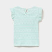 T-shirt relief&eacute; manches volants coton vert pastel b&eacute;b&eacute; fille