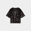 T-shirt &agrave; sequins manches courtes droit noir femme