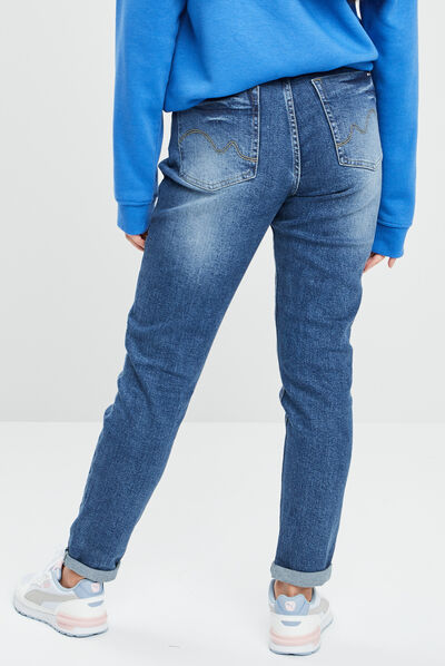Jeans mom taille haute denim stone femme