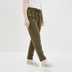 Pantalon city paperbag ceinturé 7/8ème vert kaki femme