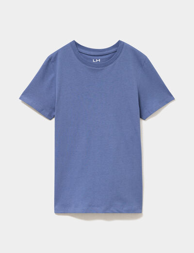 T-shirt en coton manches courtes bleu gar&ccedil;on
