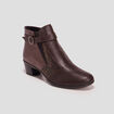 Bottines à talons bi-matière marron femme