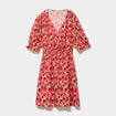 Robe longueur genou smock&eacute;e col V rouge coquelicot femme grande taille