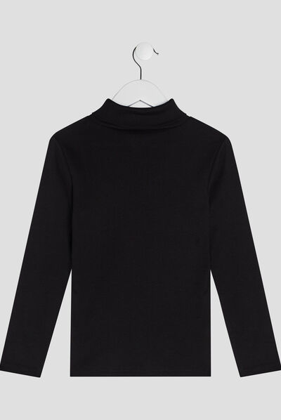 T-shirt col roulé manches longues noir garçon