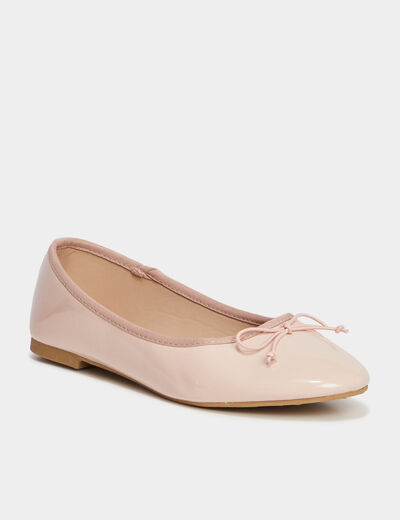 Ballerines vernies avec noeud rose femme