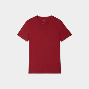 t shirt manches courtes col tunisien rouge homme T-shirt manches courtes col tunisien rouge homme