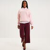 Pantalon droit 7/8&egrave;me &agrave; pinces violet fonc&eacute; femme