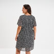 Robe courte col tunisien manches courtes noir femme grande taille