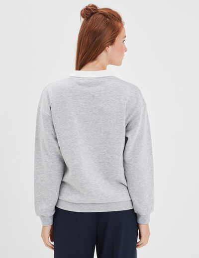 Sweat col polo Creeks gris clair femme