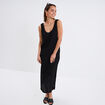 Robe midi effet crochet bretelles larges noir femme