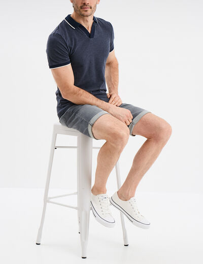 Polo droit manches courtes coton bleu marine homme