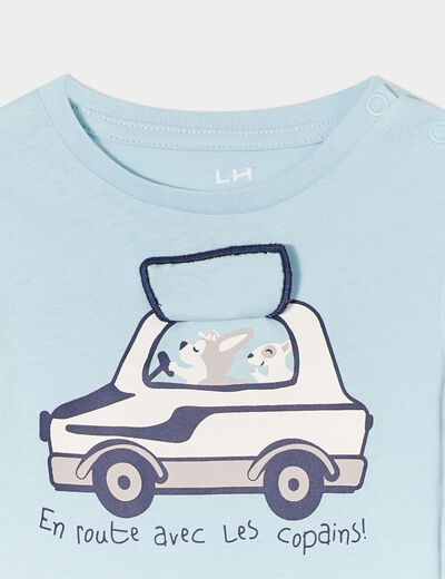 T-shirt manches longues coton bleu ciel bébé garçon