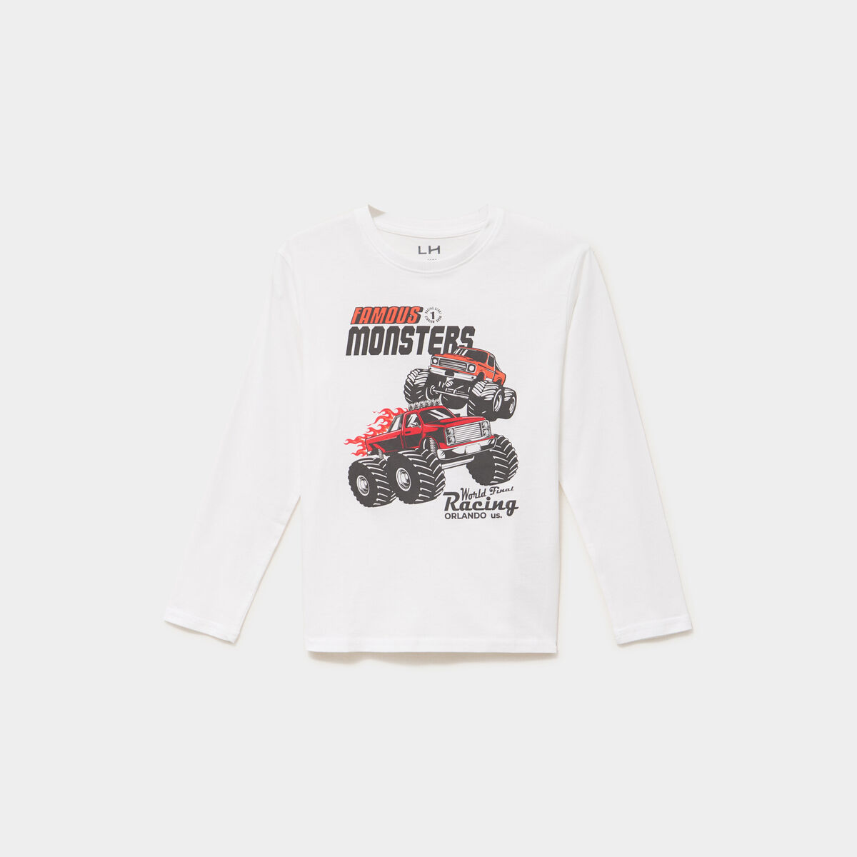 T-shirt manches longues coton blanc gar&ccedil;on
