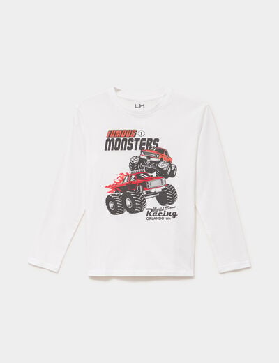T-shirt manches longues coton blanc gar&ccedil;on