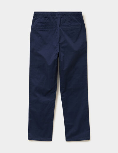 Pantalon chino droit taille ajustable bleu marine gar&ccedil;on