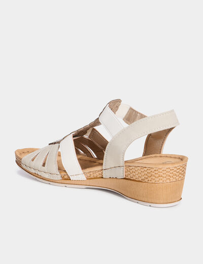 Sandales compensées pied large blanc femme