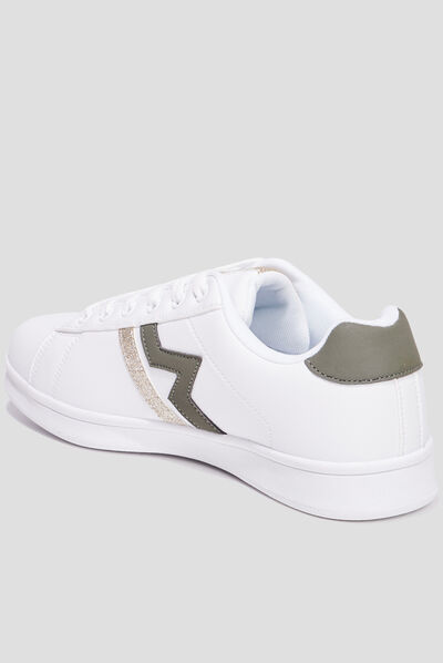 Tennis à lacets détails pailletés Creeks vert kaki femme