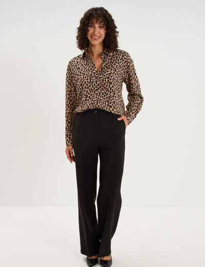 Chemise fluide manches longues beige clair femme