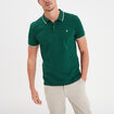 Polo manches courtes bords contrastés vert foncé homme