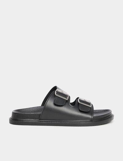 Mules avec boucles noir femme