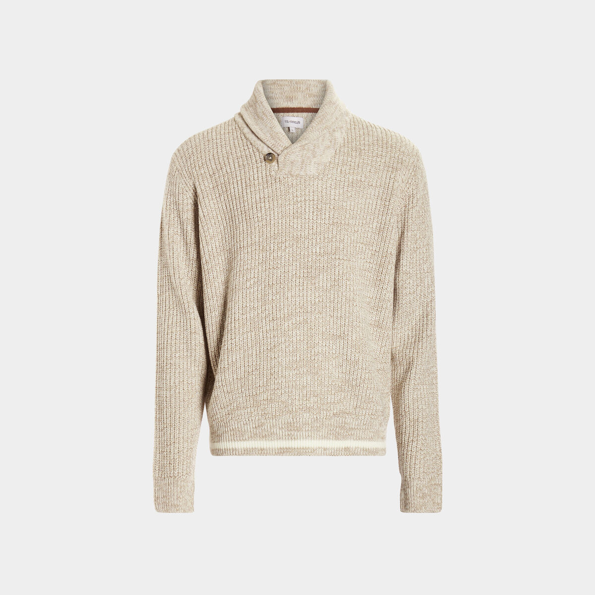 Pull col châle manches longues ivoire homme
