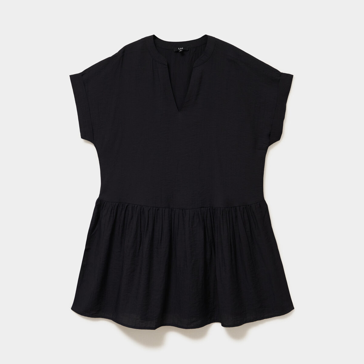 Robe courte fluide bas volants noir femme