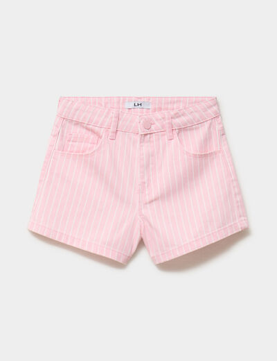 Short ajust&eacute; 5 poches coton rose fille