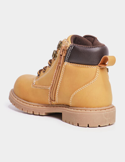 Boots crantées zippées Trappeur jaune garçon