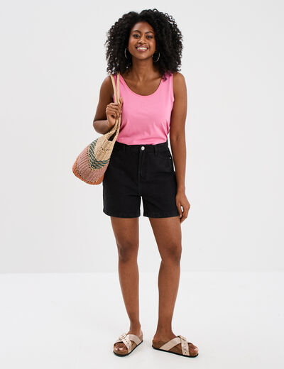 Débardeur bretelles larges coton rose femme