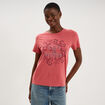 T-shirt ajust&eacute; manches courtes coton vieux rose femme